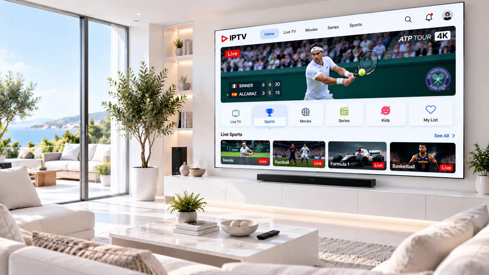 Fire TV Stick mit geöffneter TiviMate-App und IPTV-Playlist-Konfiguration