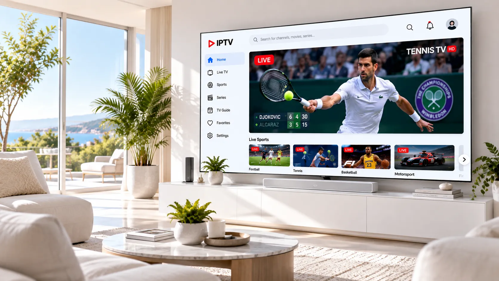 IPTV Smarters Player Übersicht mit Live-TV, EPG und VOD auf Android TV